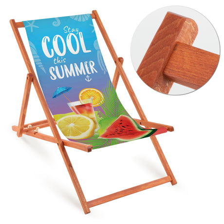 Leżak drewniany COOL SUMMER - Pomarańczowy Stelaż