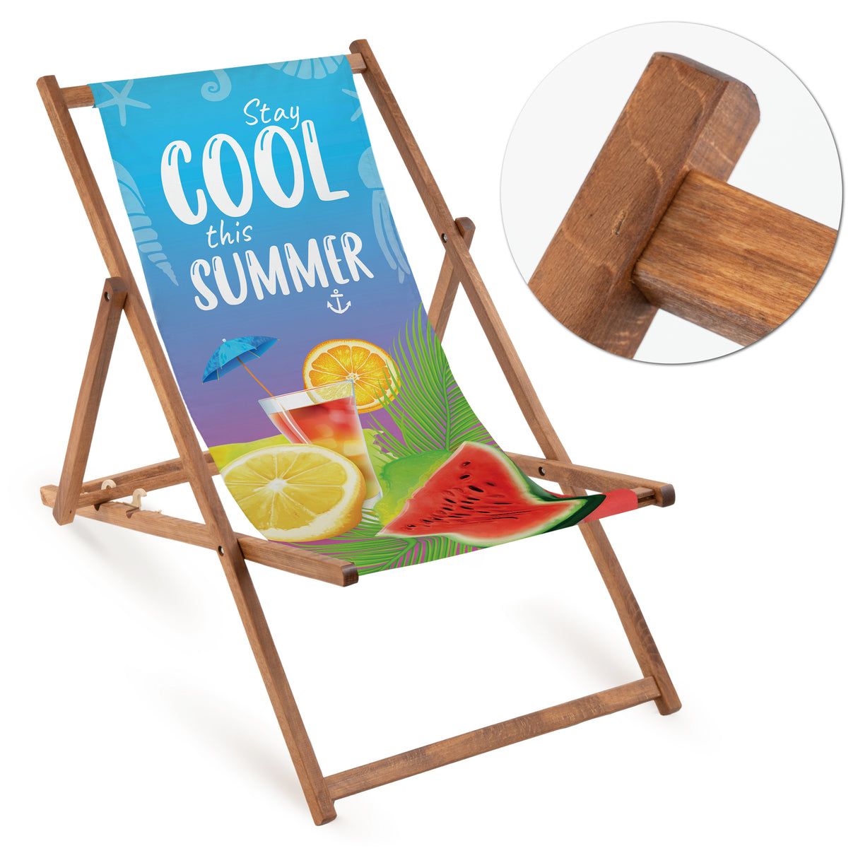 Leżak drewniany COOL SUMMER- Brązowy stelaż