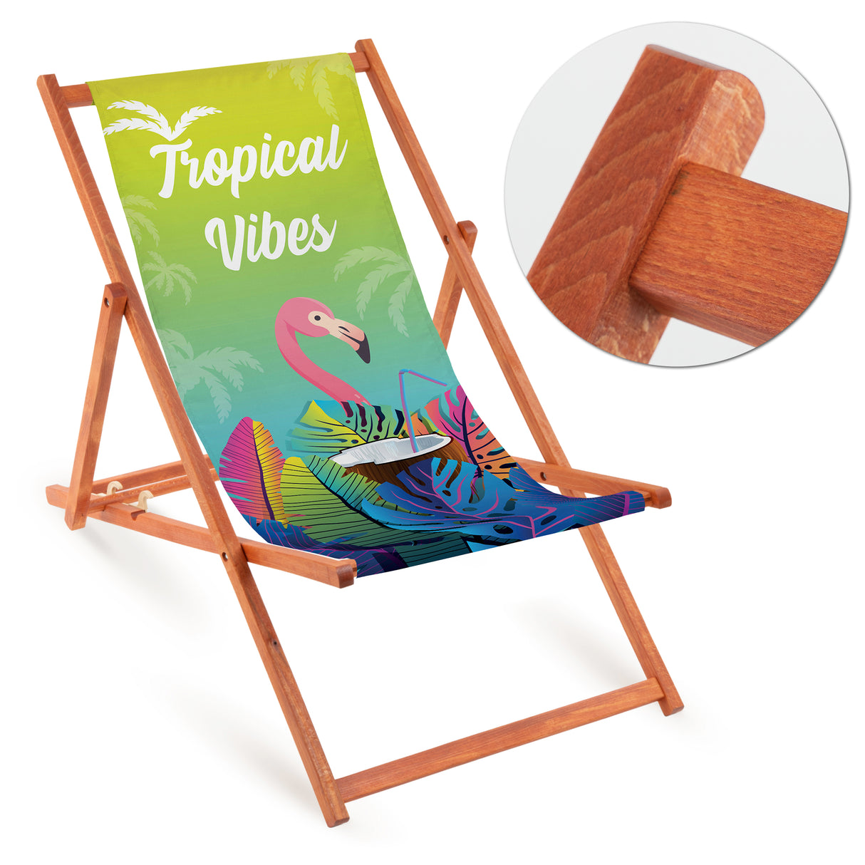 Leżak drewniany TROPICAL VIBES - Pomarańczowy Stelaż