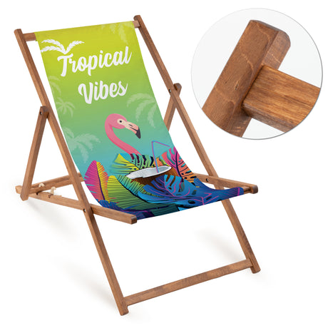 Leżak drewniany TROPICAL VIBES- Brązowy stelaż