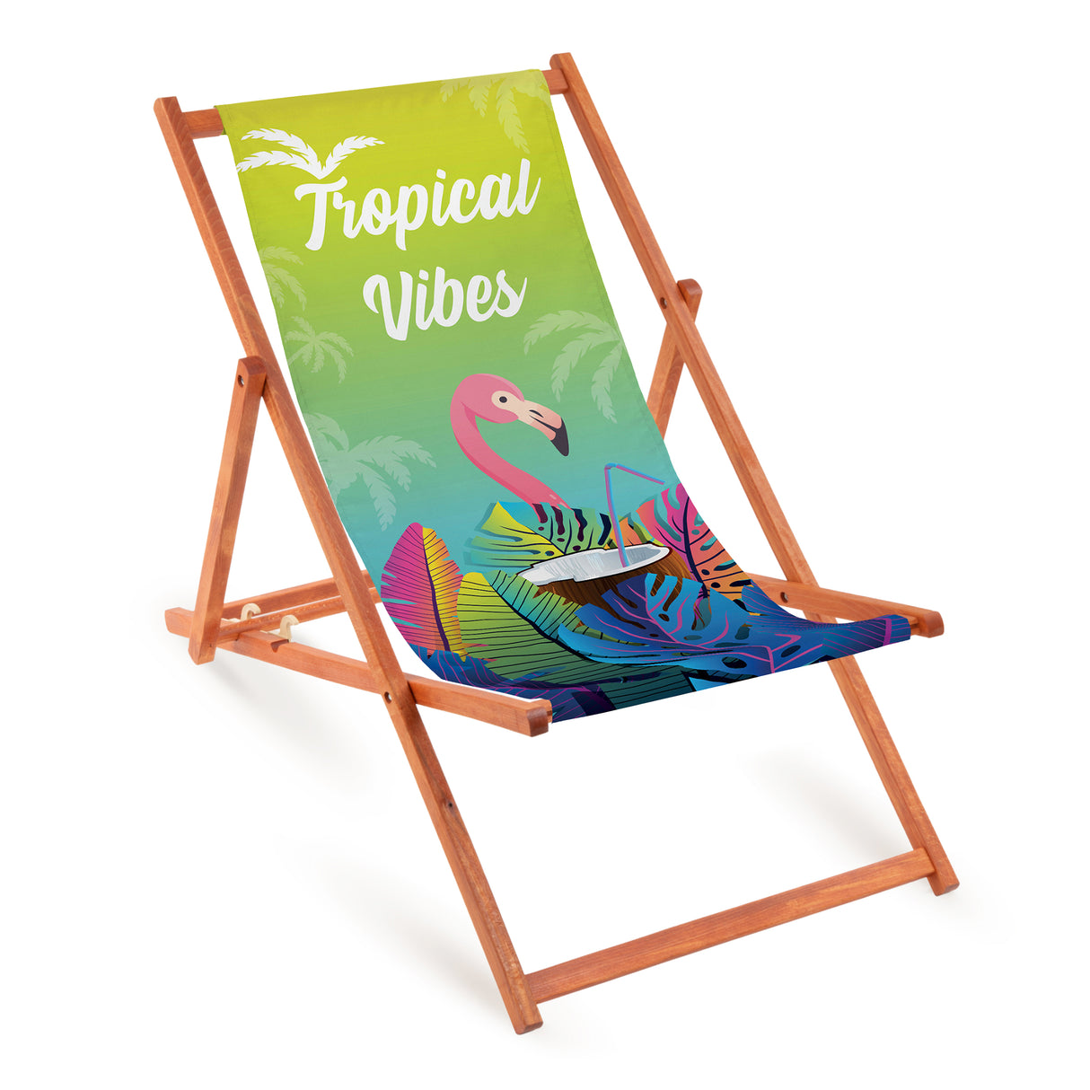 Leżak drewniany TROPICAL VIBES - Pomarańczowy Stelaż