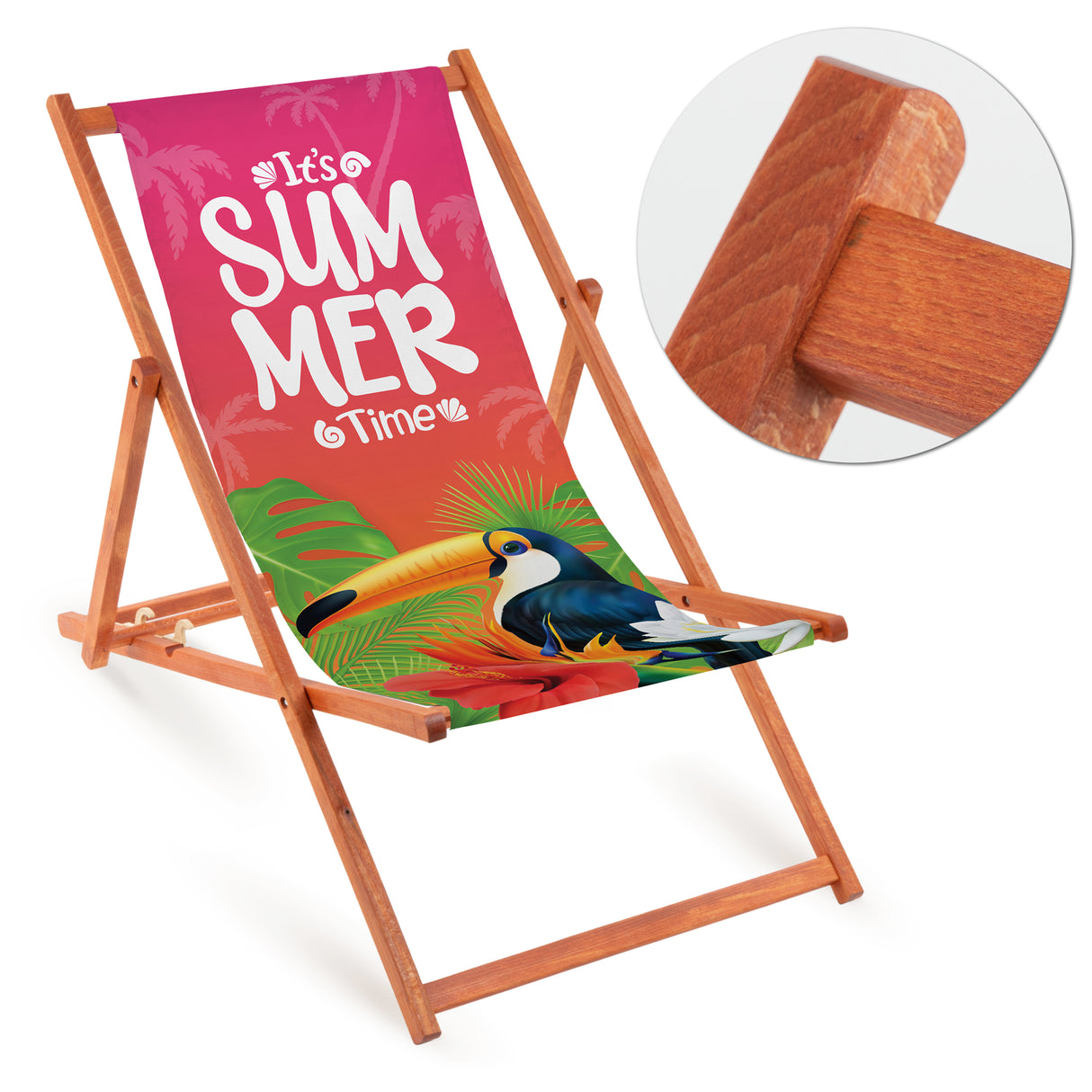 Leżak drewniany SUMMER TIME - Pomarańczowy Stelaż