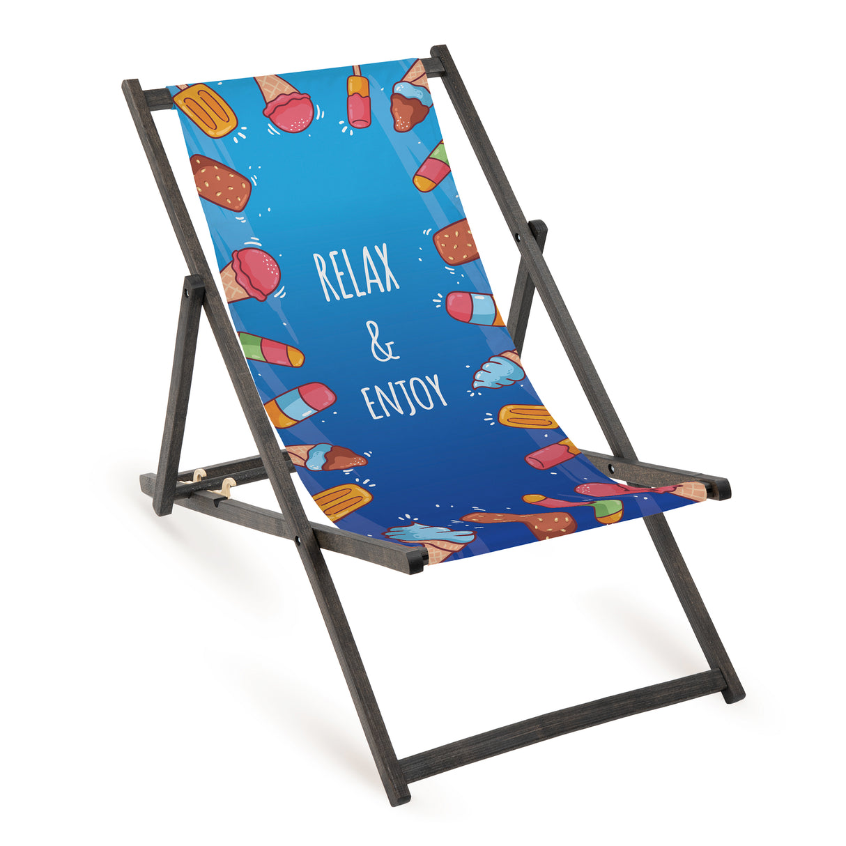 Leżak drewniany RELAX & ENJOY - Czarny Stelaż