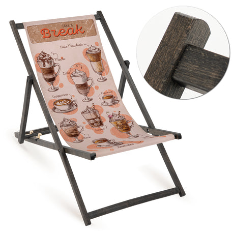 Leżak drewniany KAWA - Czarny Stelaż