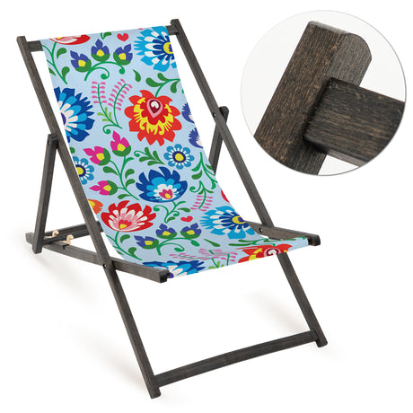 Leżak drewniany FOLK - Czarny Stelaż