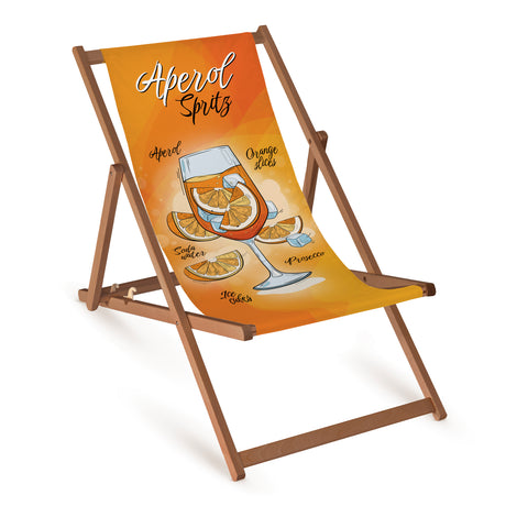 Leżak drewniany APEROL SPRITZ- Brązowy stelaż