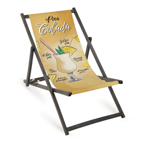 Leżak drewniany Drinki - Czarny Stelaż PINA COLADA