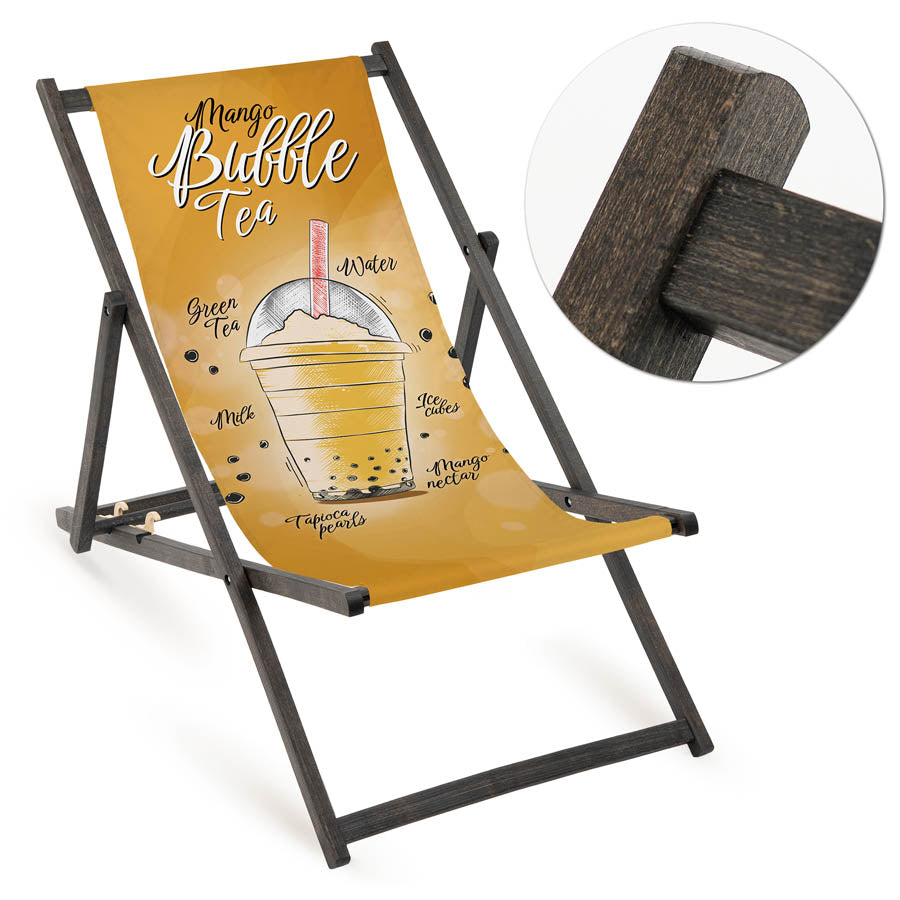 Leżak drewniany BUBBLE TEA - Czarny Stelaż
