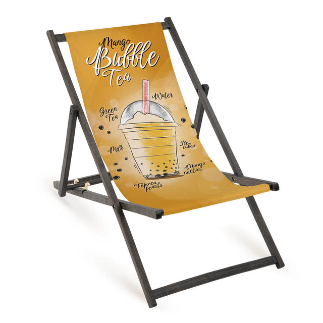 Leżak drewniany BUBBLE TEA - Czarny Stelaż
