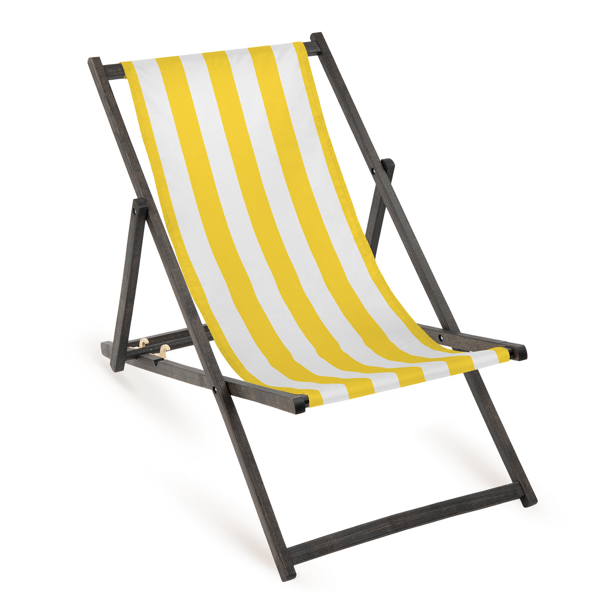 Leżak drewniany czarny stelaż w białe paski- Różne kolory Żółty
