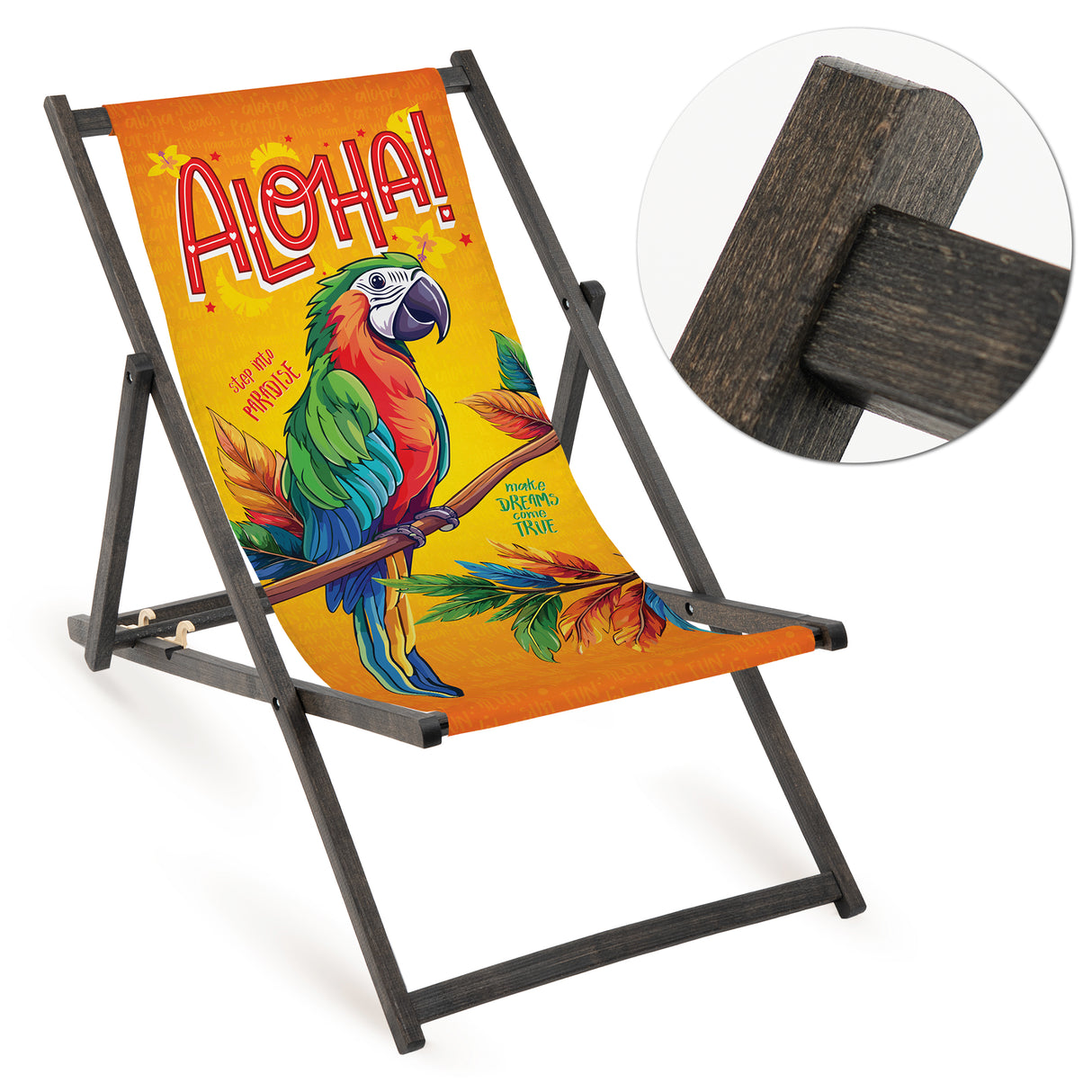 Leżak drewniany ALOHA - Czarny Stelaż