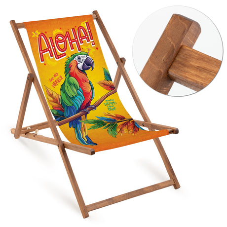 Leżak drewniany ALOHA PAPUGA- Brązowy stelaż