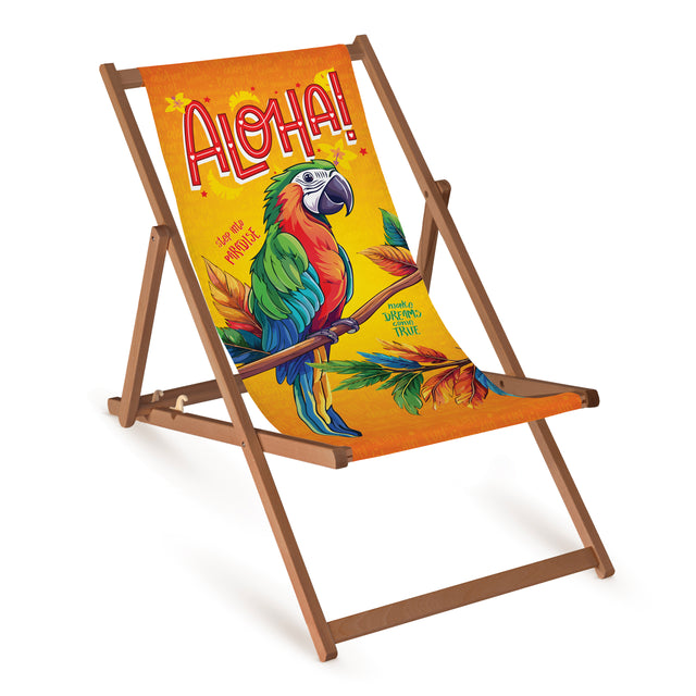 Leżak drewniany ALOHA PAPUGA- Brązowy stelaż