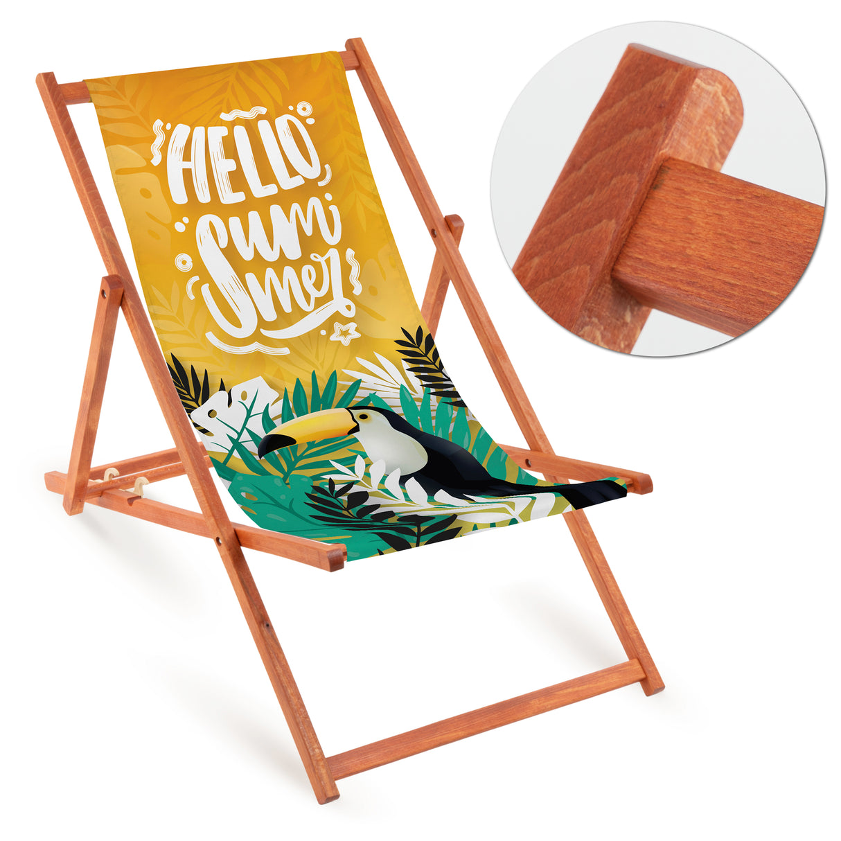 Leżak drewniany HELLO SUMMER - Pomarańczowy Stelaż