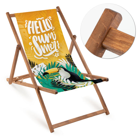 Leżak drewniany HELLO SUMMER- Brązowy stelaż