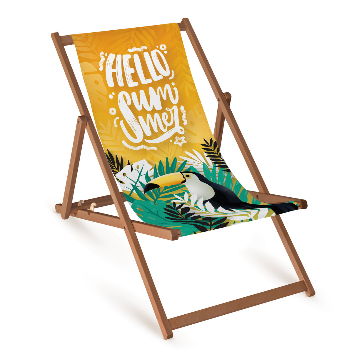 Leżak drewniany HELLO SUMMER- Brązowy stelaż