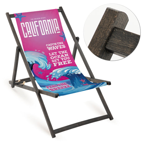 Leżak drewniany CALIFORNIA - Czarny Stelaż