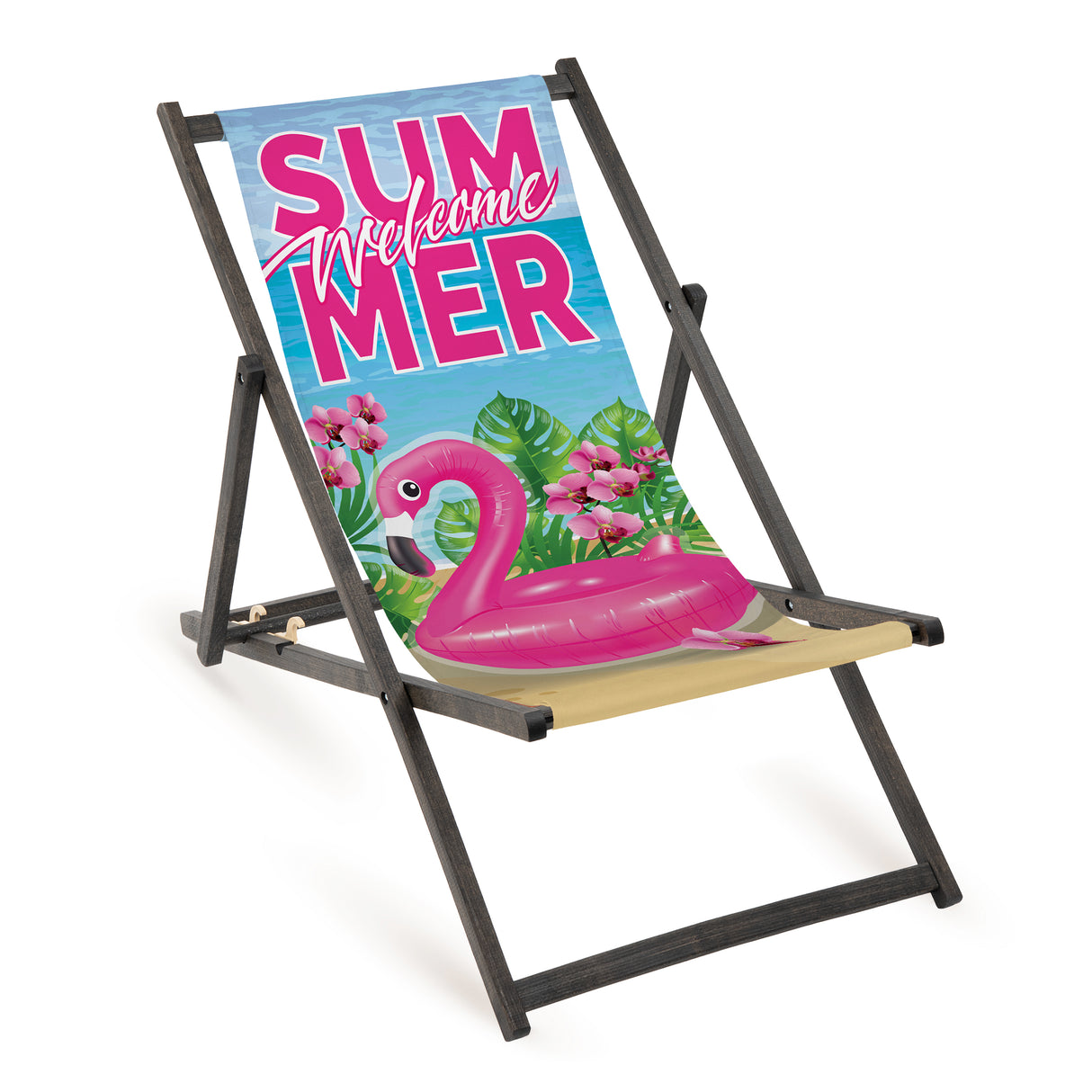 Leżak drewniany WELCOME SUMMER - Czarny Stelaż