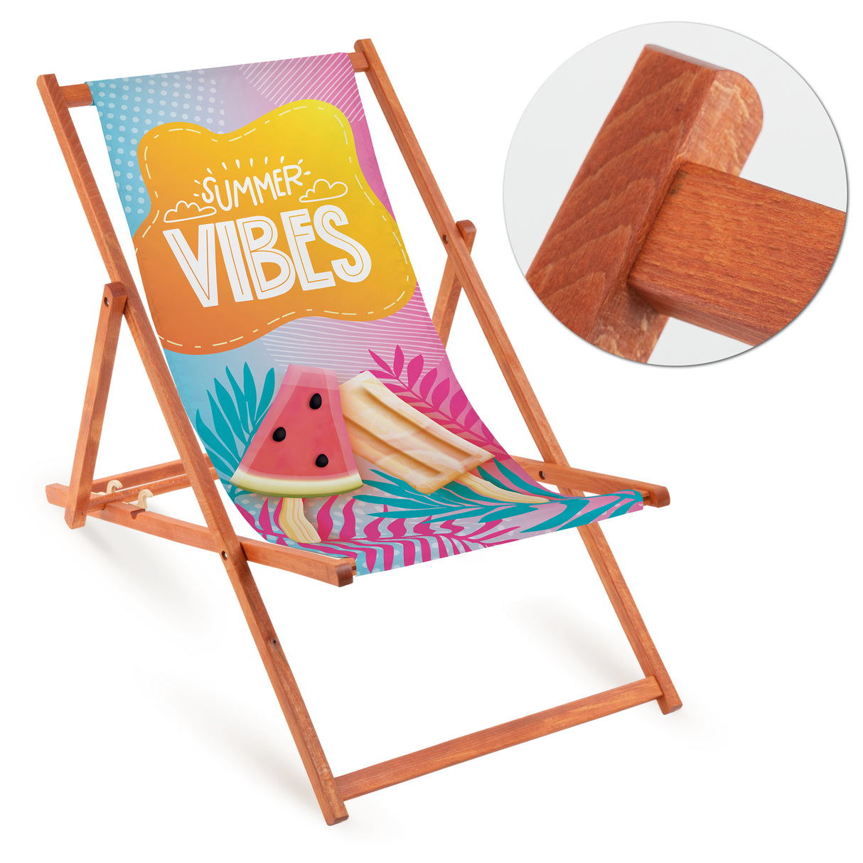 Leżak drewniany SUMMER VIBES - Pomarańczowy Stelaż