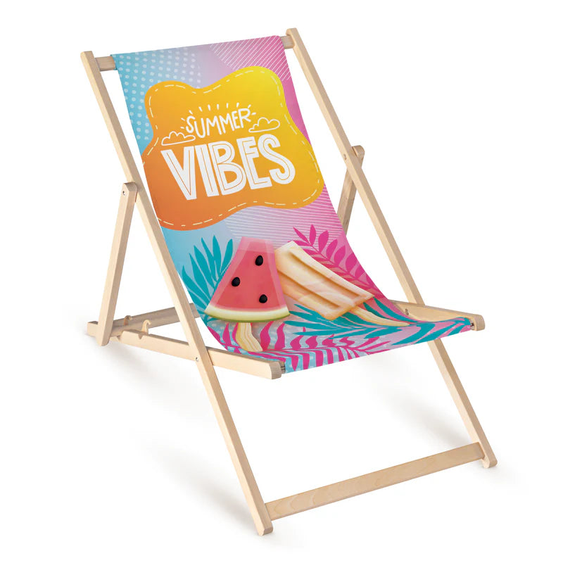 Leżak drewniany z nadrukiem Lato SUMMER VIBES LODY