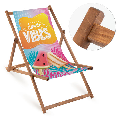 Leżak drewniany SUMMER VIBES - Brązowy stelaż