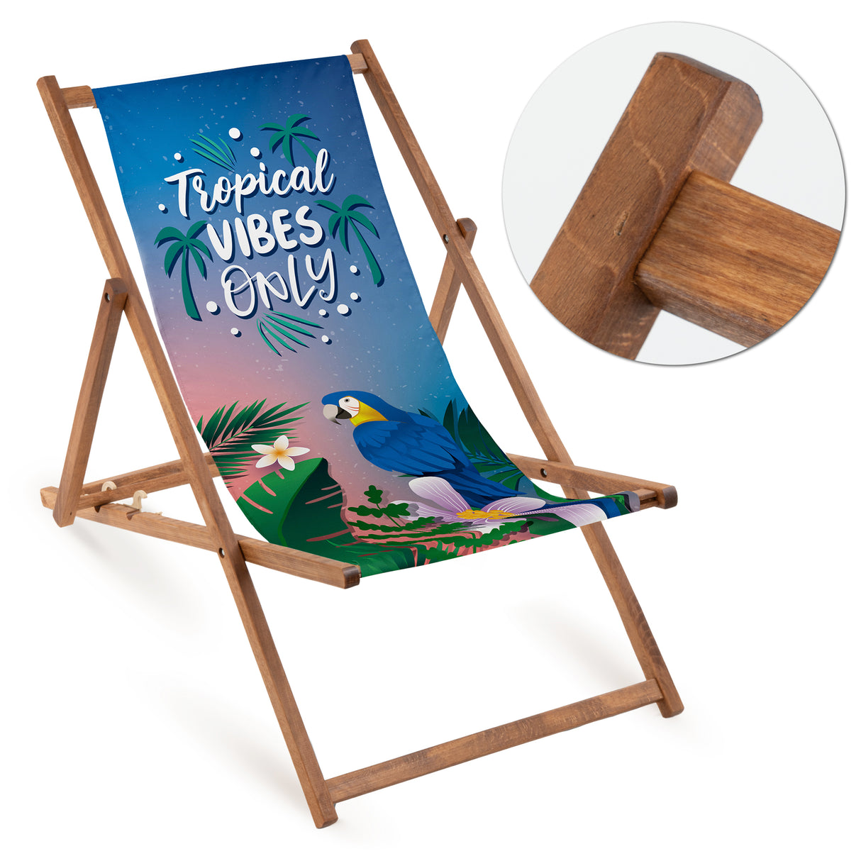 Leżak drewniany TROPICAL VIBES ONLY - Brązowy stelaż