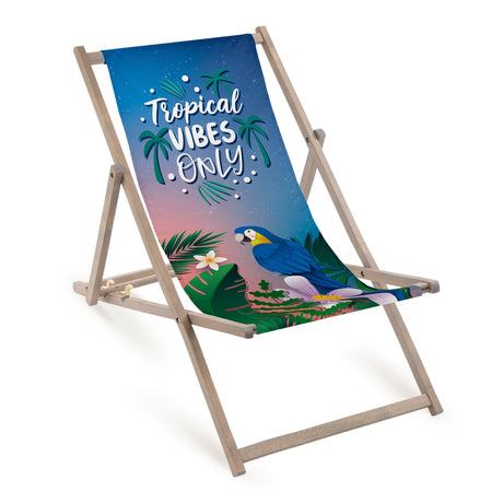 Leżak Drewniany TROPICAL VIBES ONLY- Szary Stelaż