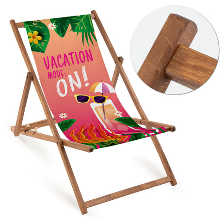 Leżak drewniany VACATION ON - Brązowy stelaż