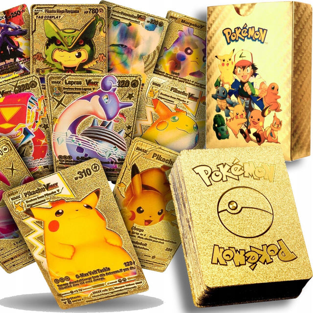 golden pokemon cards 55 pcs GOLD POKEMON Collectible CARDS SET 55 pcs – Allbag