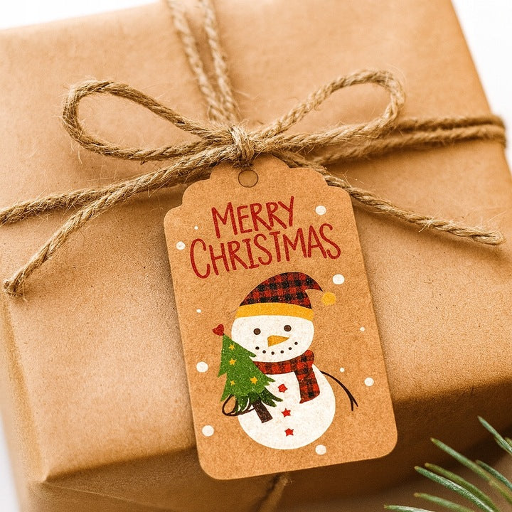 Papierowe winietki świąteczne z motywem kratki 50szt.