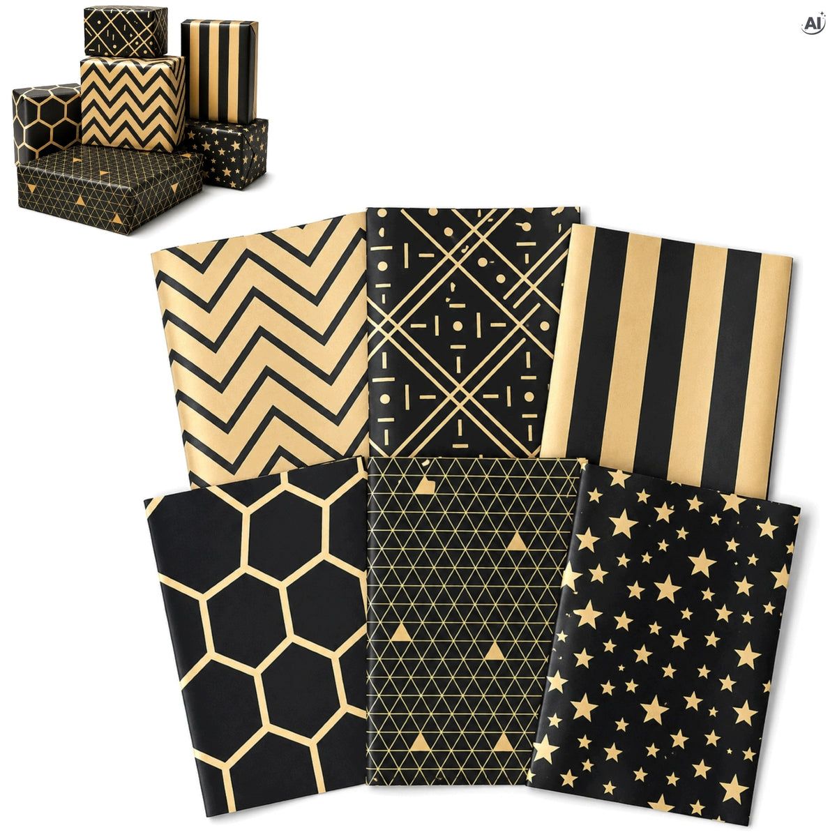 Papier ozdobny do pakowania 50x70 cm 6szt.