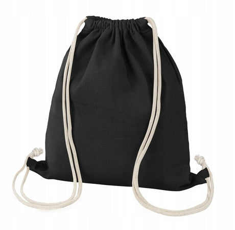 Plecak worek bawełniany Czarny 370x410mm Sznurki: Ecru