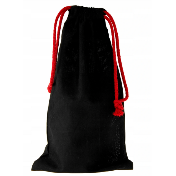 Worek czarny - czerwone sznurki 15x30cm 135 g/m2