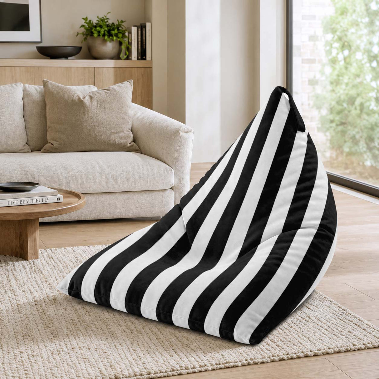 Sedací vak Pillow XL VELVET Barevné pruhy
