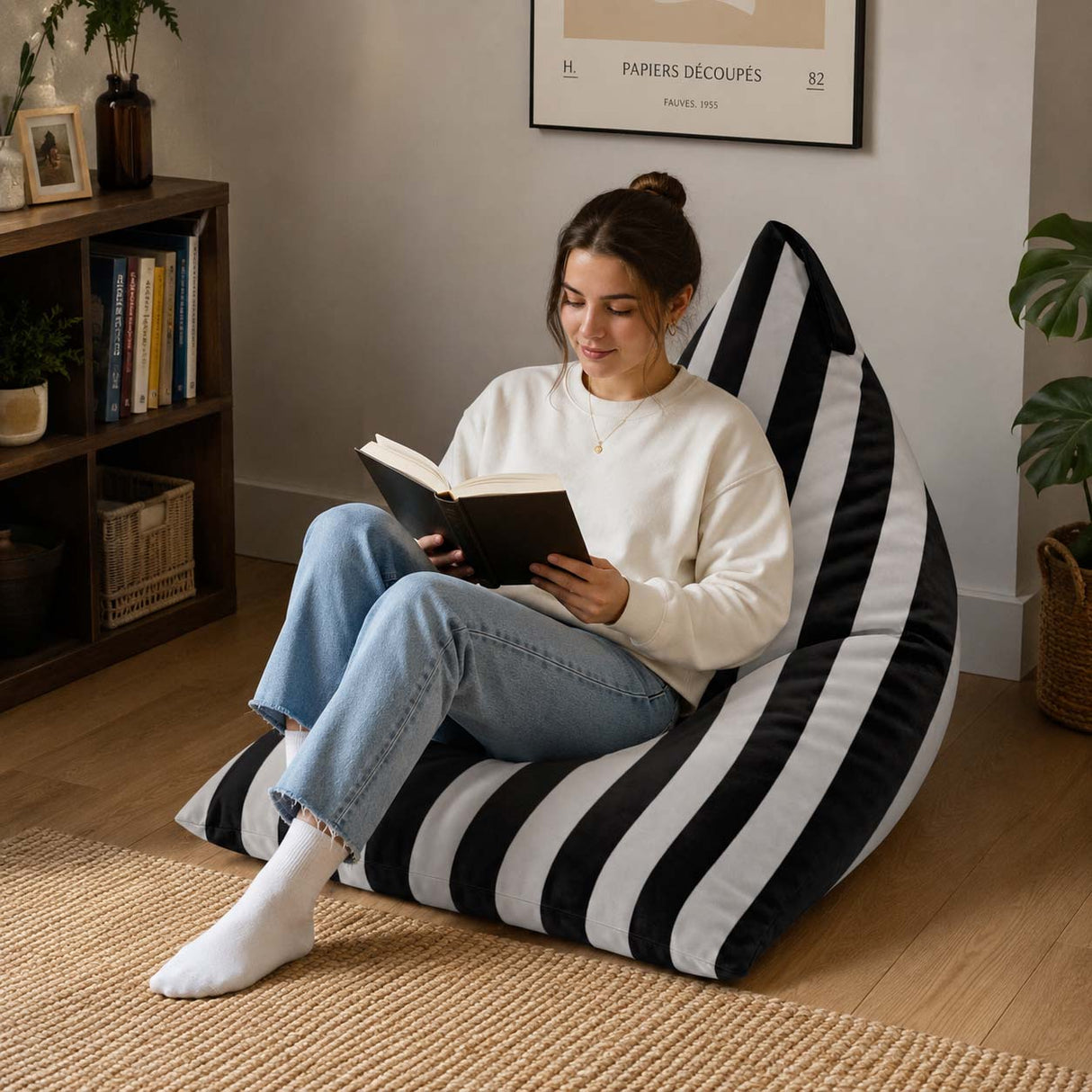 Sedací vak Pillow XL VELVET Barevné pruhy