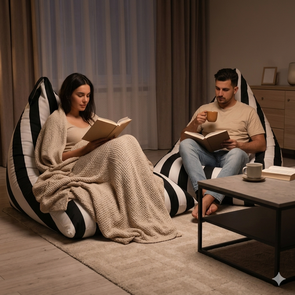 Pufa Pillow XXL OXFORD Paski Kolorowe