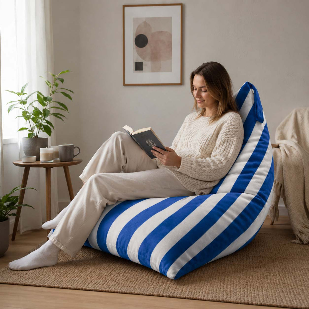 Sedací vak Pillow XL VELVET Barevné pruhy