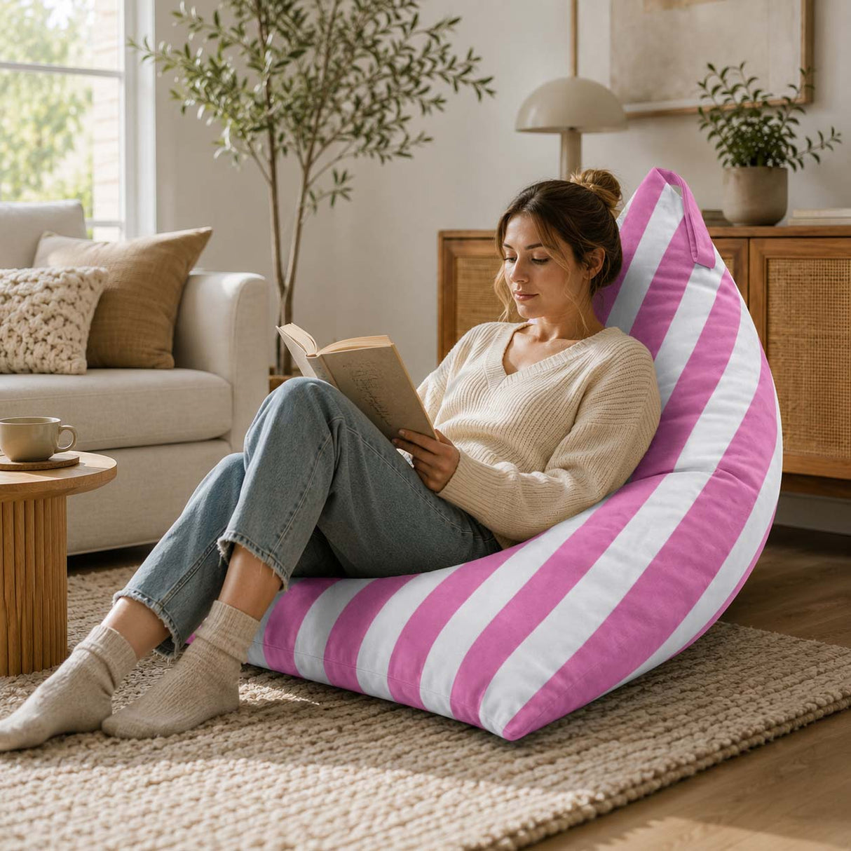 Sedací vak Pillow XL VELVET Barevné pruhy