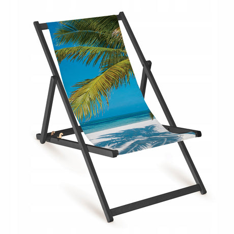 Leżak drewniany PALMY - Czarny Stelaż