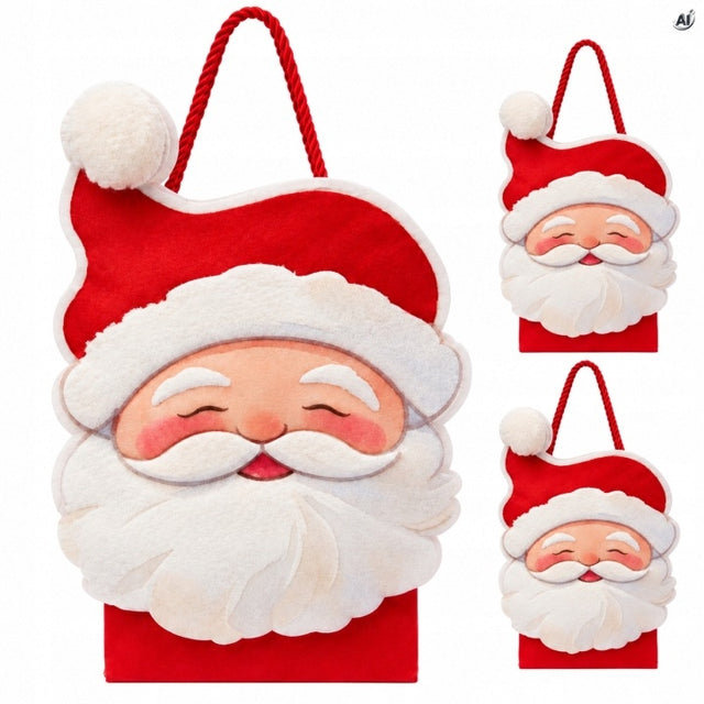 Torba papierowa z uchwytem sznurkowym 230x95x265mm Mikołaj 3szt.