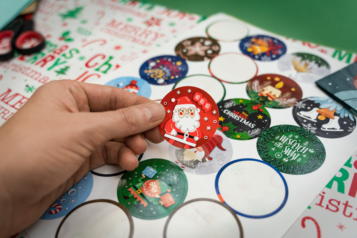 Zestaw torebek Świątecznych do pakowania prezentów BIAŁY PAPIER MERRY