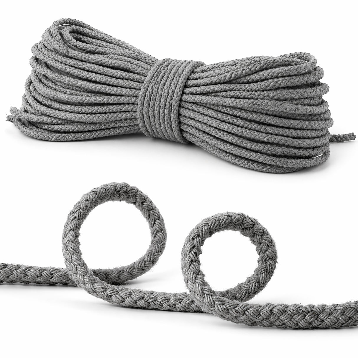 Sznurek bawełniany pleciony 5mm Szary