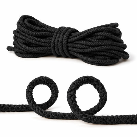 Sznurek bawełniany pleciony 8mm Czarny