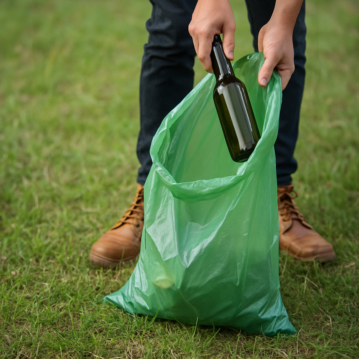 Zielone worki na śmieci z recyklingu 35 L