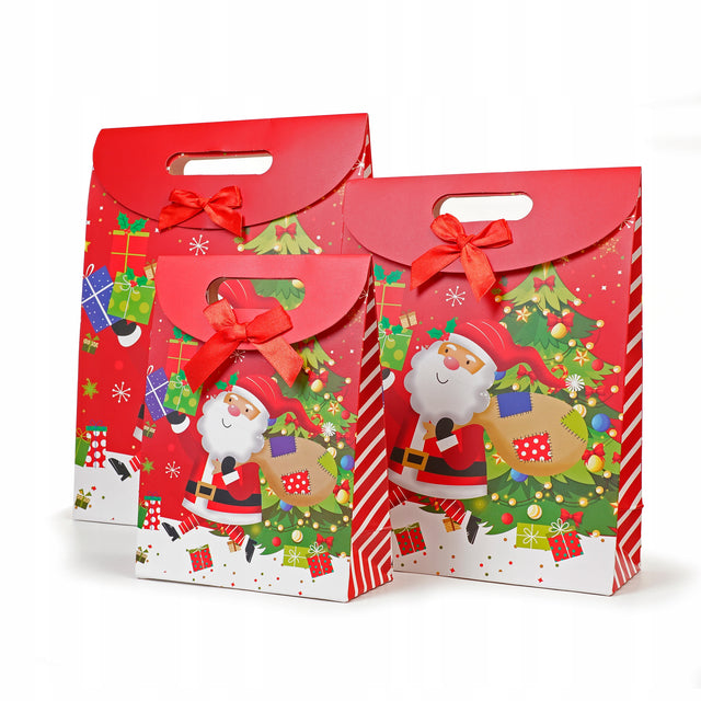 Świąteczne torebki papierowe Mikołaj 3szt.