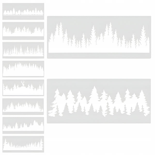 Szablony świąteczne do sztucznego śniegu z motywem lasu