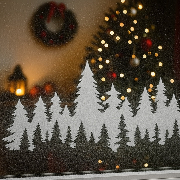 Szablony świąteczne do sztucznego śniegu z motywem lasu