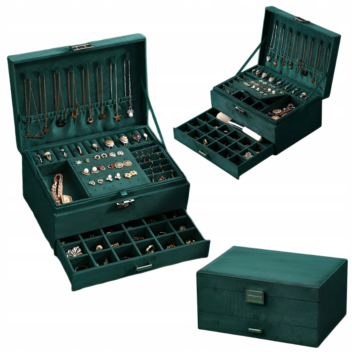 Szkatułka na biżuterię Butelkowa zieleń