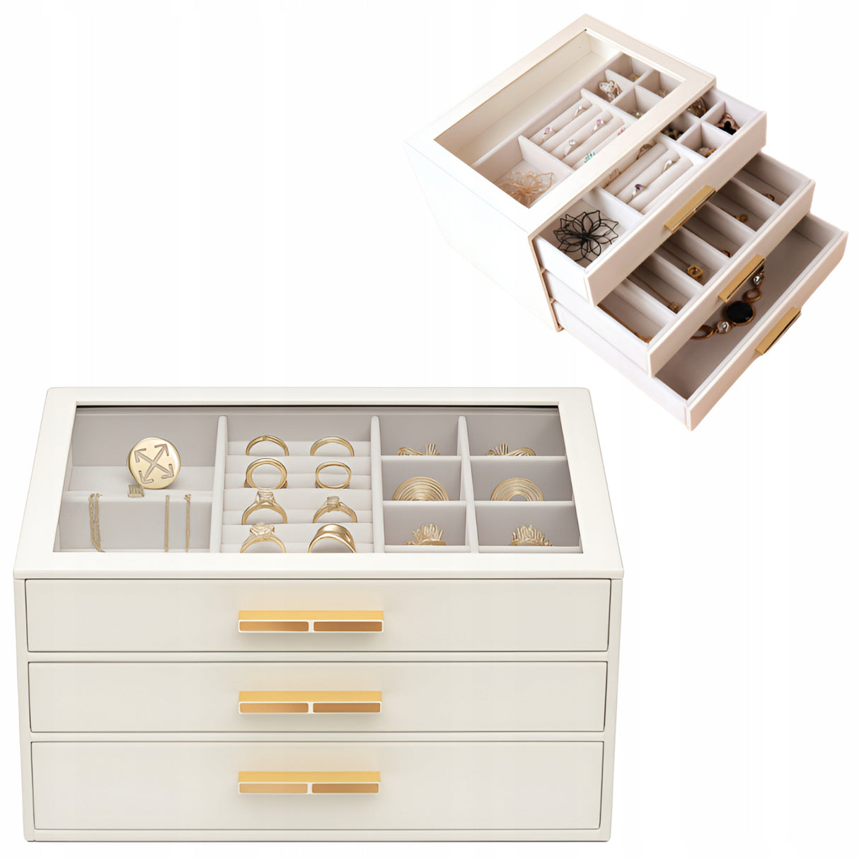 Szkatułka na biżuterię kremowa