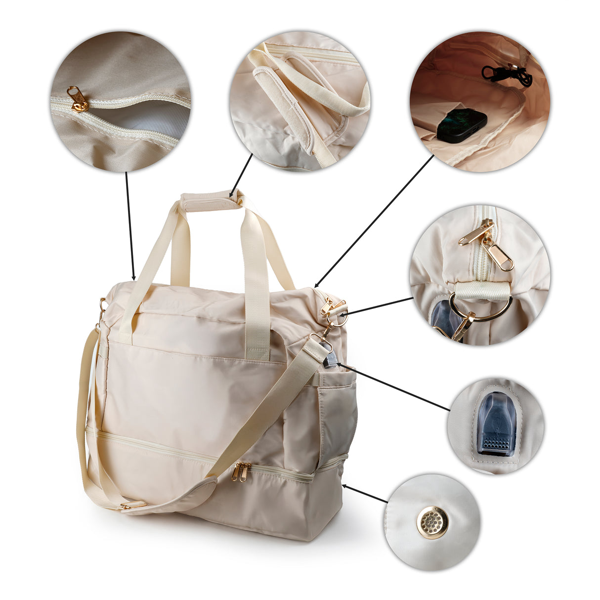 Torba Podróżna Ecru z Kosmetyczką